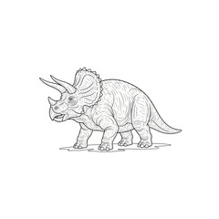 Triceratops dinosaur line art illustration © siri