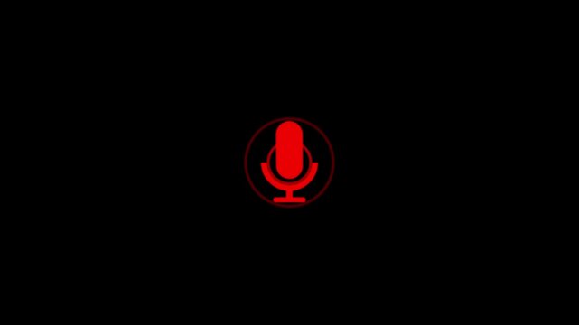 Microphone icon in a circle on black background representing voice assistant and audio recording.