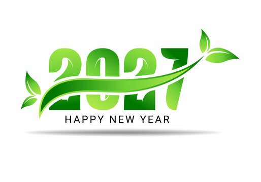 Happy New Year 2027 Green Nature Concept Vector