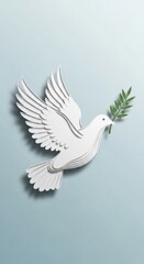 Obraz premium white dove with olive branch in beak