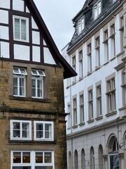 Obraz premium Traditional European houses with classic architecture facade