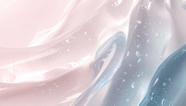 Close-up of Transparent Cosmetic Gel Texture with Water Bubbles