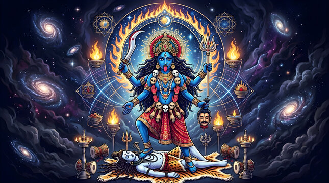 Goddess Kali Fierce Pose &mdash; Hindu Deity Power and Divine Strength