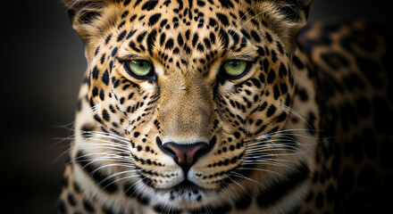 Fototapeta premium Close-up portrait of leopard with intense gaze 