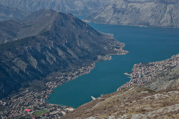 Obraz premium Scenic View of the Bay of Kotor Surround by Mountains