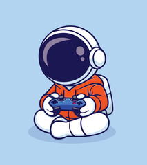 Astronaut gaming in space suit fun sign space leisure design science control technology symbol illustration toy isolated player game person children cartoon play cute helmet character happy remote kid © Design Plaza