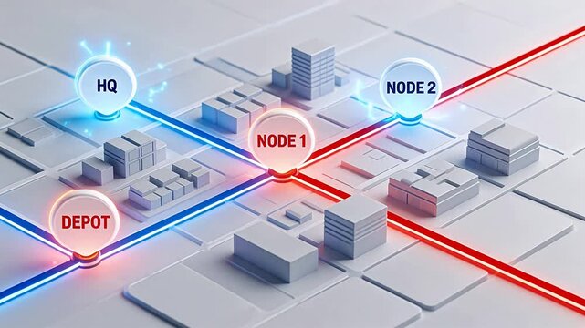 Network nodes and connections in a digital map
