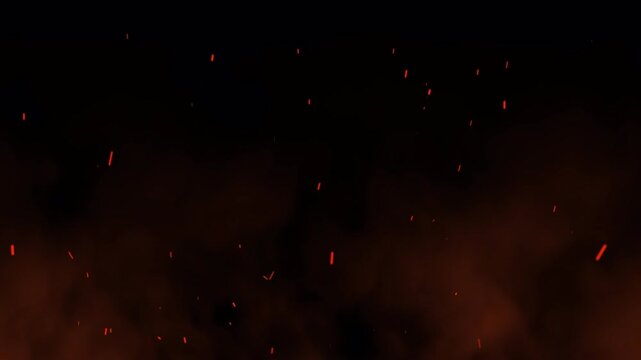 Orange cloud smoke fire sparks rising up alpha channel embers heat glowing burn perfect for cinematic visual effects and overlay backgrounds