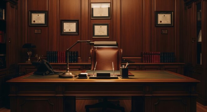 Traditional Executive Office with Leather Chair and Desk