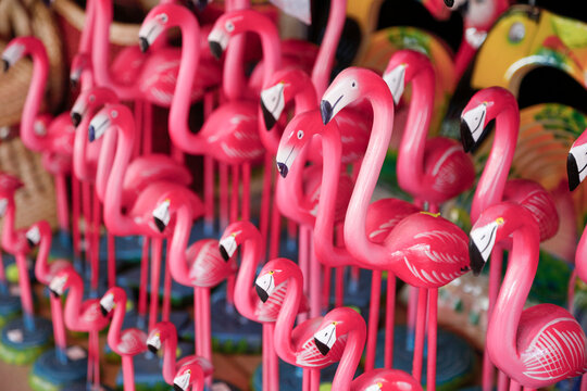 Pink plastic flamingos