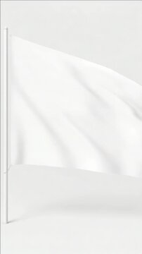 White flag waving on white background, clean minimalistic design