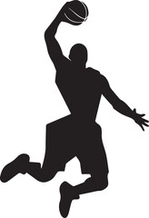Basketball Player Slam Dunk Silhouette Vector Illustration Isolated on White Background © Najmee