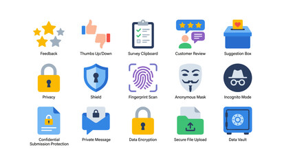 Fototapeta premium Privacy and security icons showing locks fingerprint vault on white