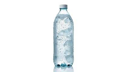 Fototapeta premium Clear Reusable Water Bottle Filled with Ice and Condensation