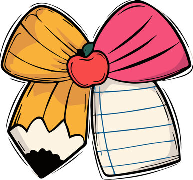 Teacher pencil paper bow svg