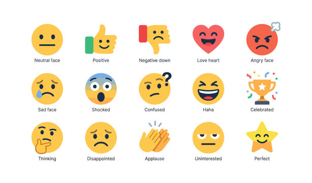 Emoji and facial expression icons arranged in grid layout