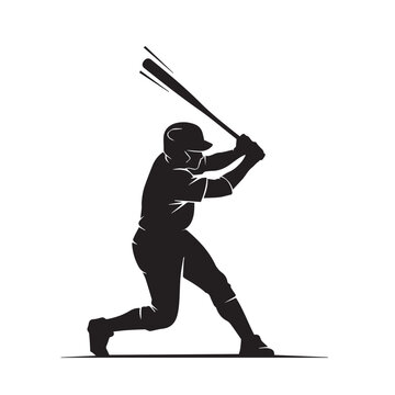 Baseball Player Batter Swinger Silhouette Vector Illustration