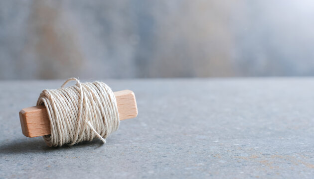 Garden planting twine spool wooden string Garden planting twine spool wooden string stone table, rustic tool for tying vine