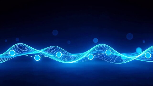 Blue glowing wave pattern with circles