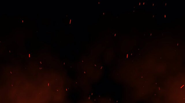 Orange cloud smoke fire sparks rising up alpha channel ember particle background overlay ideal for cinematic fire effects or motion graphics