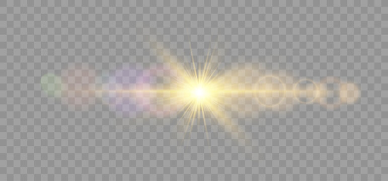 Bright solar flare PNG vector with glowing rays and shimmering sparkle forming abstract festive background with warm energy and transparent illustration design