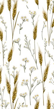 A fresh field-inspired composition with chamomile flowers and wheat, designed for natural, eco, and lifestyle-oriented visuals