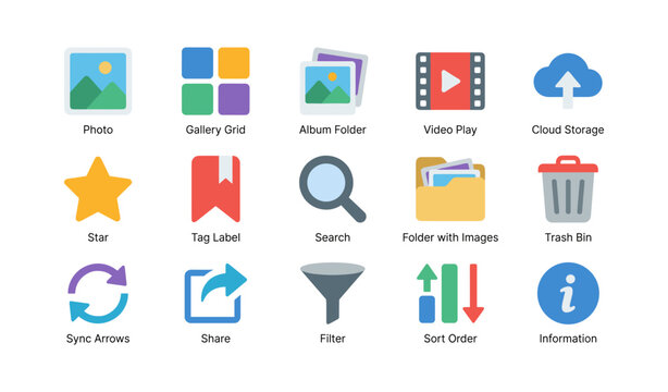 Gallery and media icons representing file and picture management