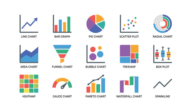 Chart icons representing data visualization types in grid