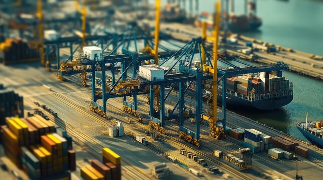 Container terminal operations with large gantry cranes and cargo ship