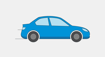 Fototapeta premium A blue car vector graphic in a minimalist flat design style