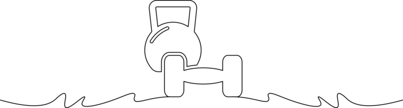 A simple line drawing of a tractor pulling a dumbbell through a wavy landscape