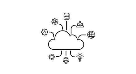 Obraz premium Cloud Computing Services and Digital Transformation Icons