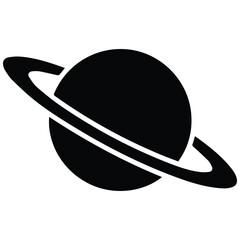 Planet Saturn with rings silhouette icon for astronomy and outer space science project © MDANISUR
