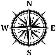 Nautical compass rose silhouette icon for travel map navigation and adventure logo  © MDANISUR