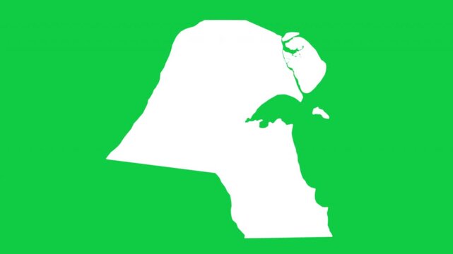 Kuwait map pop animation with green background