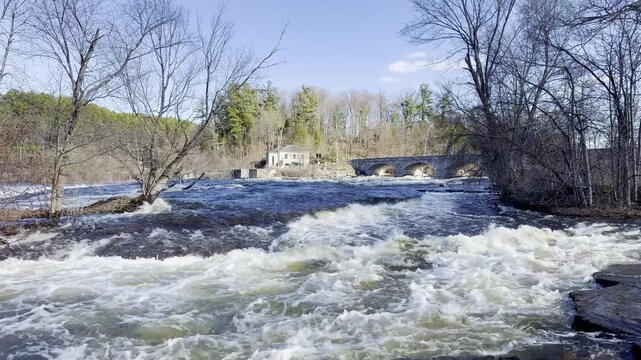 A fast moving river on a spring day
