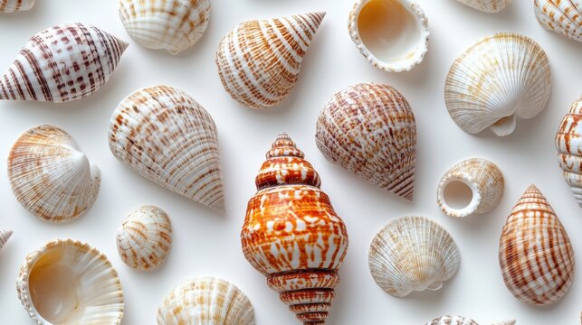 seashells on white background