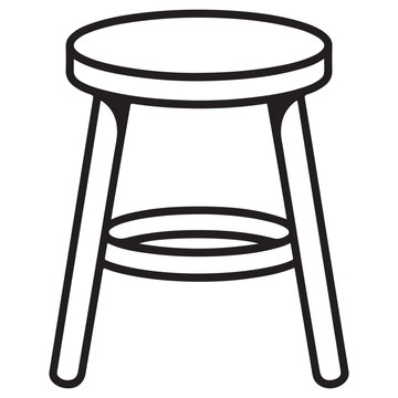 Simple three-legged stool with round seat and cross support