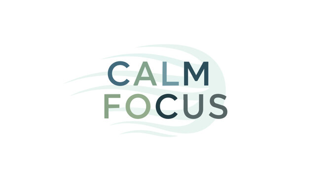 Calm Focus Minimalist Typography Design with Soft Abstract Waves Vector Illustration