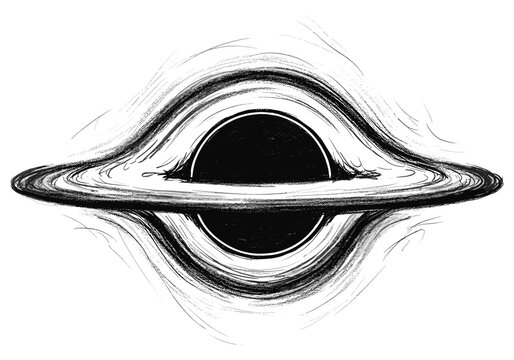 Abstract black hole illustration with accretion disk and event horizon