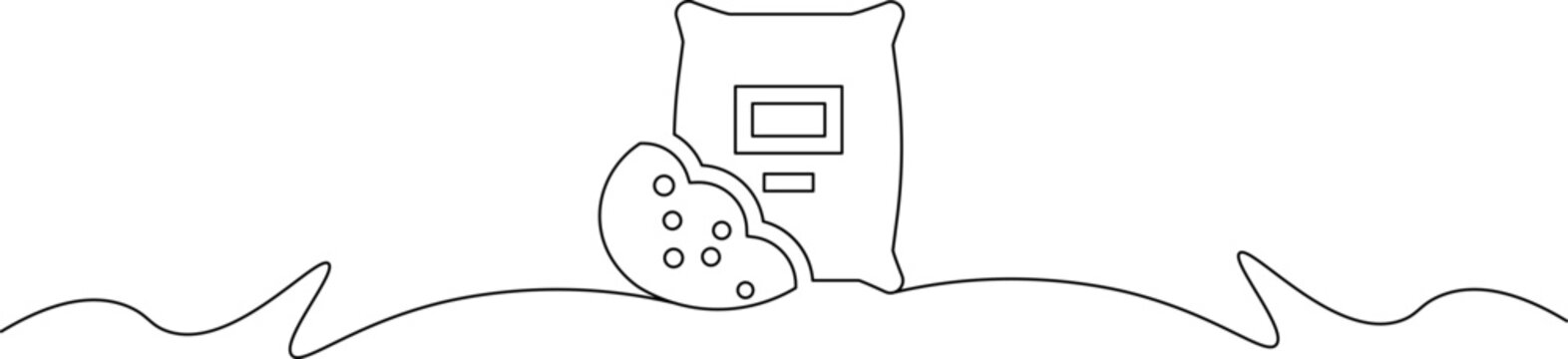 A simple line drawing of a pillow and a remote control on a bed
