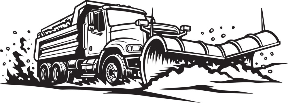Snowplow truck, winter vehicle, snow removal, heavy equipment, illustration