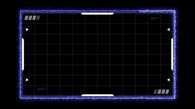 Hud frame layout for digital interface screen display. Grid based screen border for data monitoring panels. Futuristic hud element for technical visualization systems. HUD frame screen.