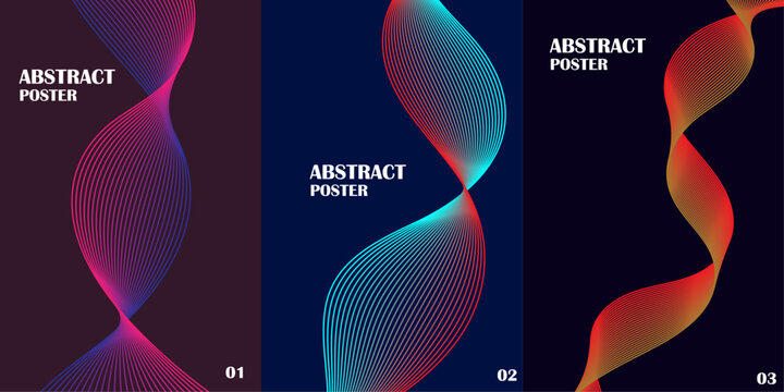 Abstract fluid shapes a vibrant trio of dynamic digital art