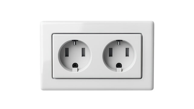 Double electrical wall outlet isolated on transparent background