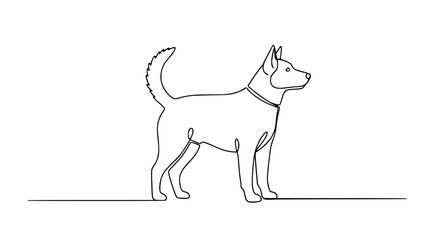Fototapeta premium Continuous Line Drawing of a Standing Dog, Minimalist Outline Art, Pet Portrait