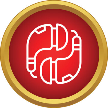 Python programming language symbol icon in a red circle button
