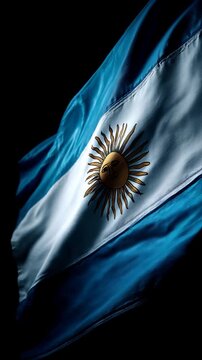 argentina argentinian flag waving on black background