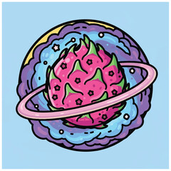 Colorful Cartoon Planet with Ring System. © visual
