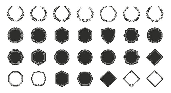 Set of Vintage Emblem Frames, Badges and Laurel Wreaths - Vector Graphics